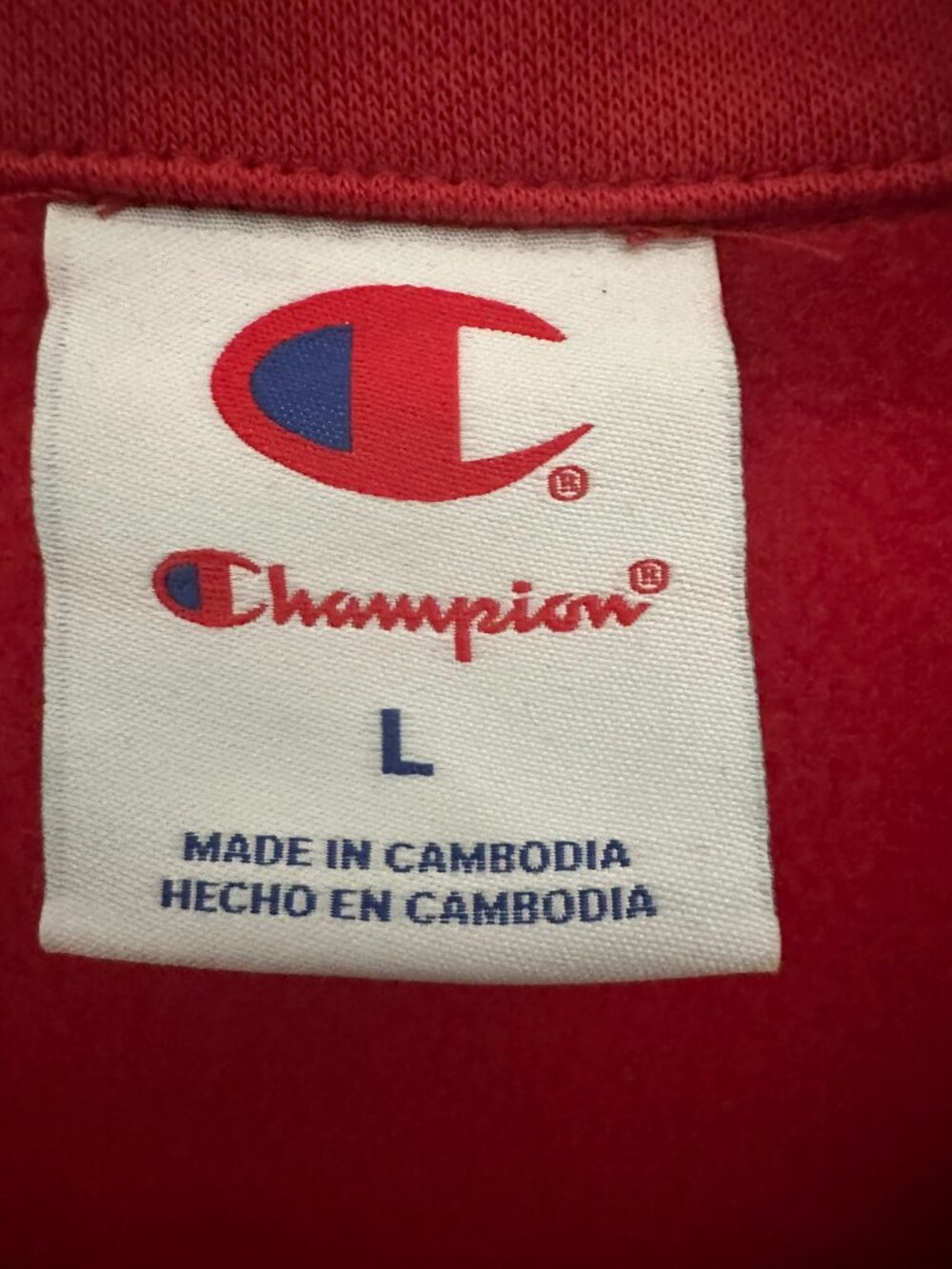Champion Sweatshirt Women Large Red 1/4 Snap Cropped Pullover Fleece w/ Collar - Picture 7 of 14